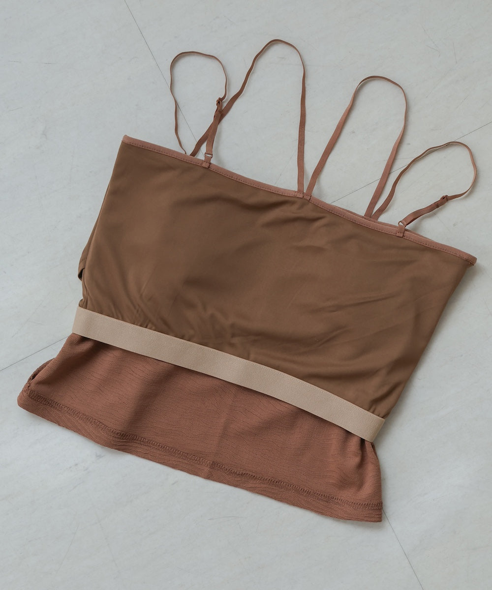 【S・Mサイズ展開】カップ付キショート丈ジャガードキャミソール