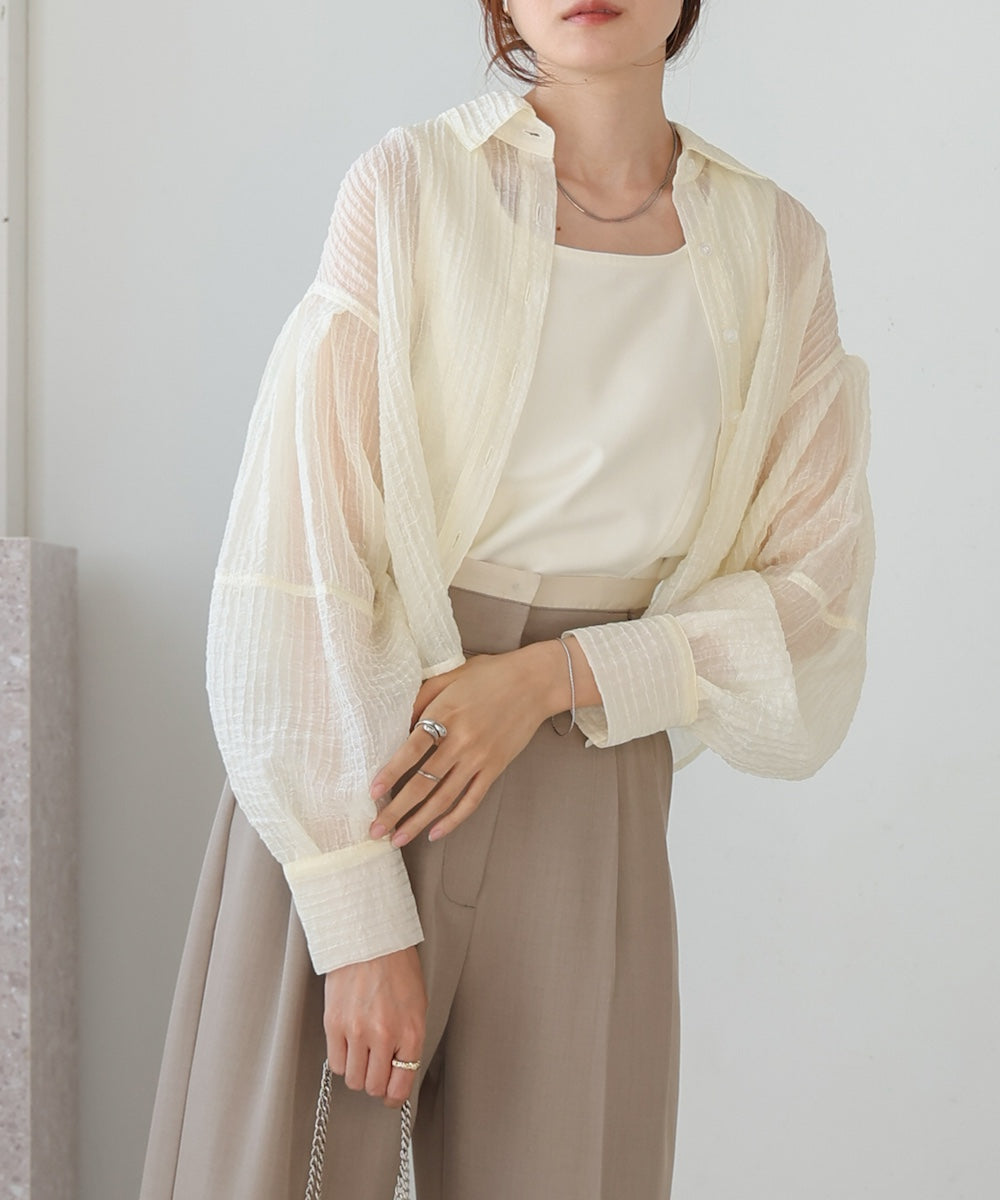 タックスリーブコンパクトシアーシャツブラウス
