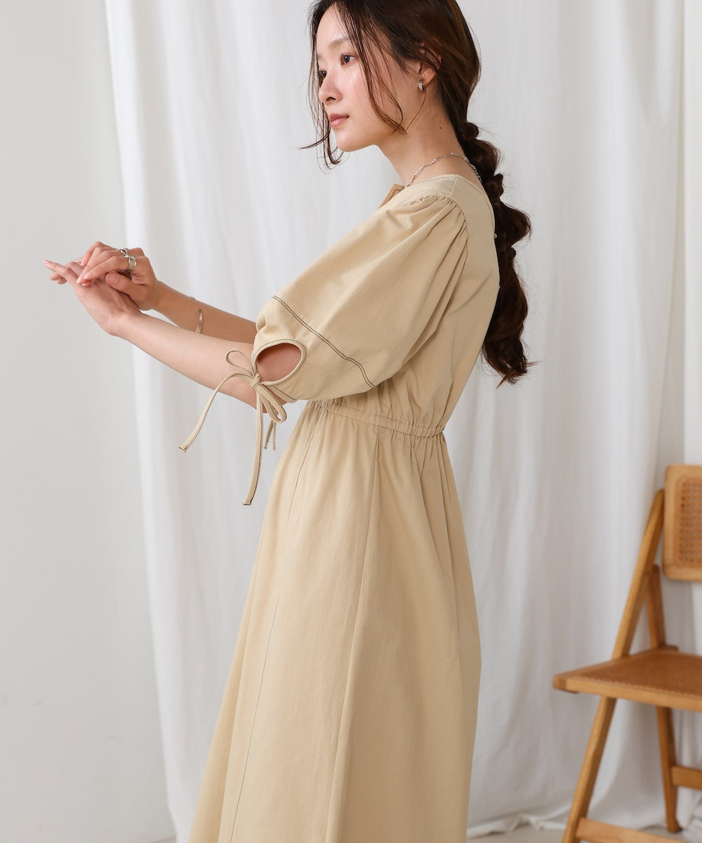 【S・Mサイズ展開】前後2WAYランタンスリーブワンピース