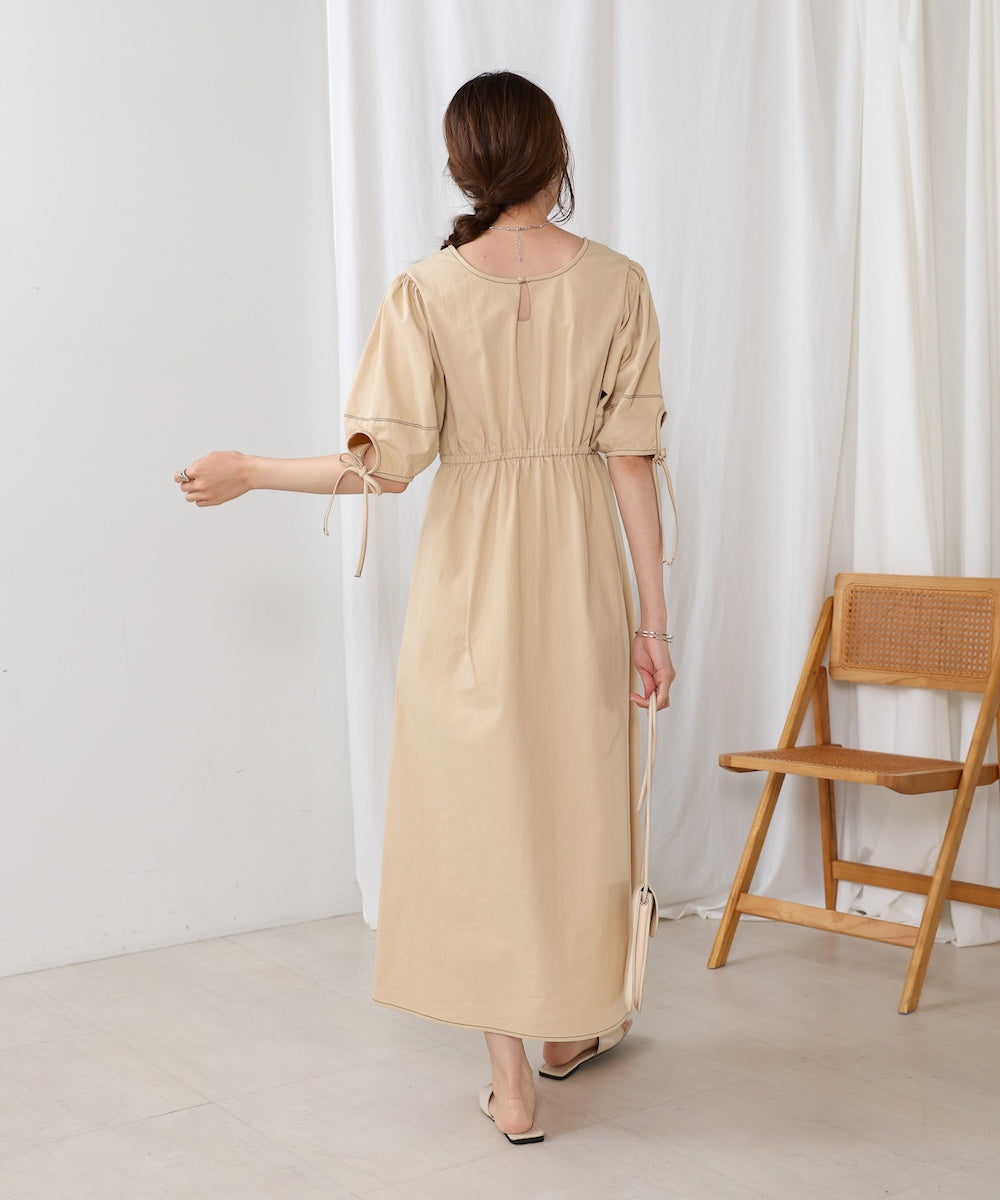 【S・Mサイズ展開】前後2WAYランタンスリーブワンピース