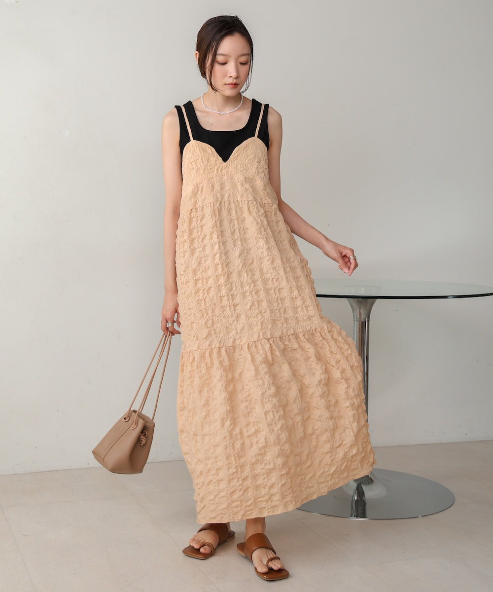 【S・Mサイズ展開あり】ポコポコティアードキャミワンピース