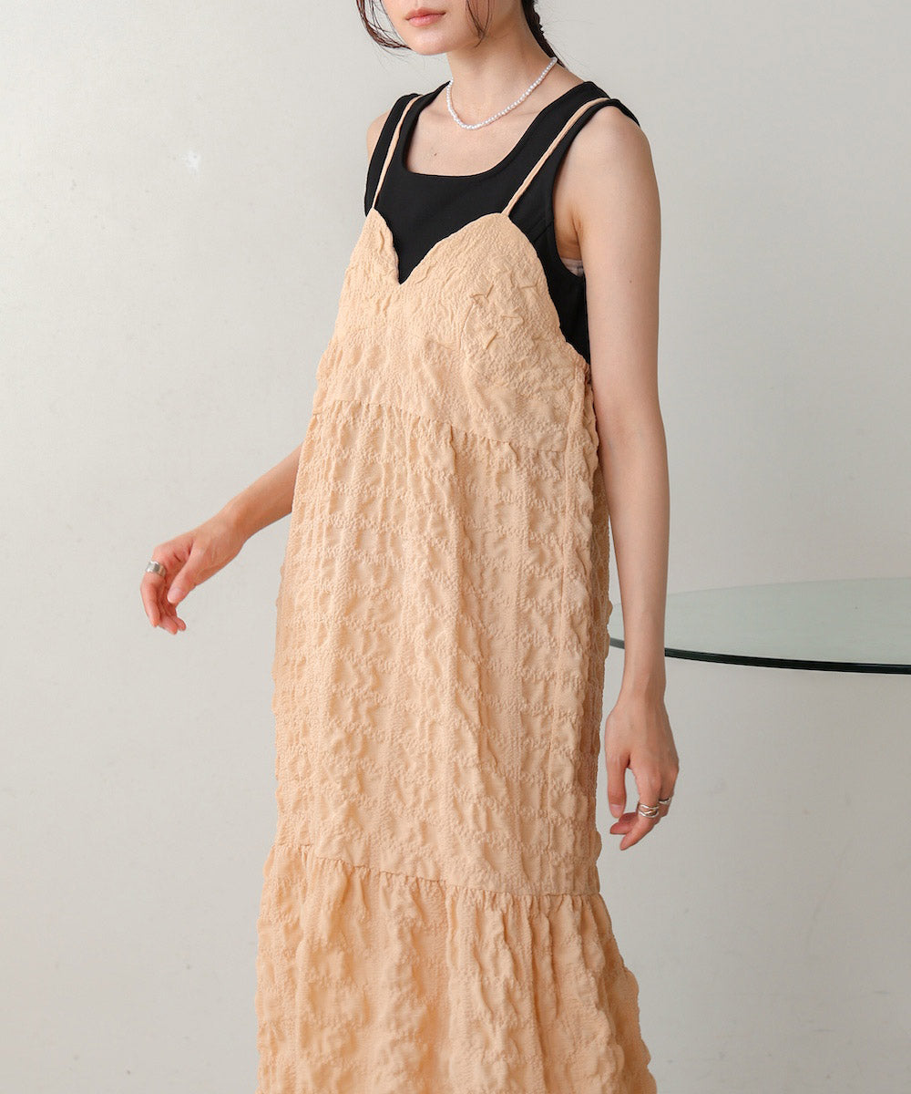 【S・Mサイズ展開あり】ポコポコティアードキャミワンピース