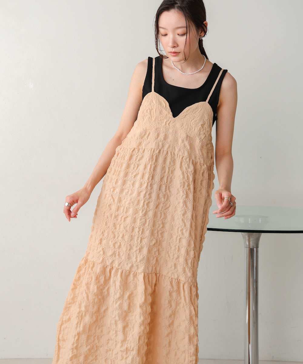 【S・Mサイズ展開あり】ポコポコティアードキャミワンピース