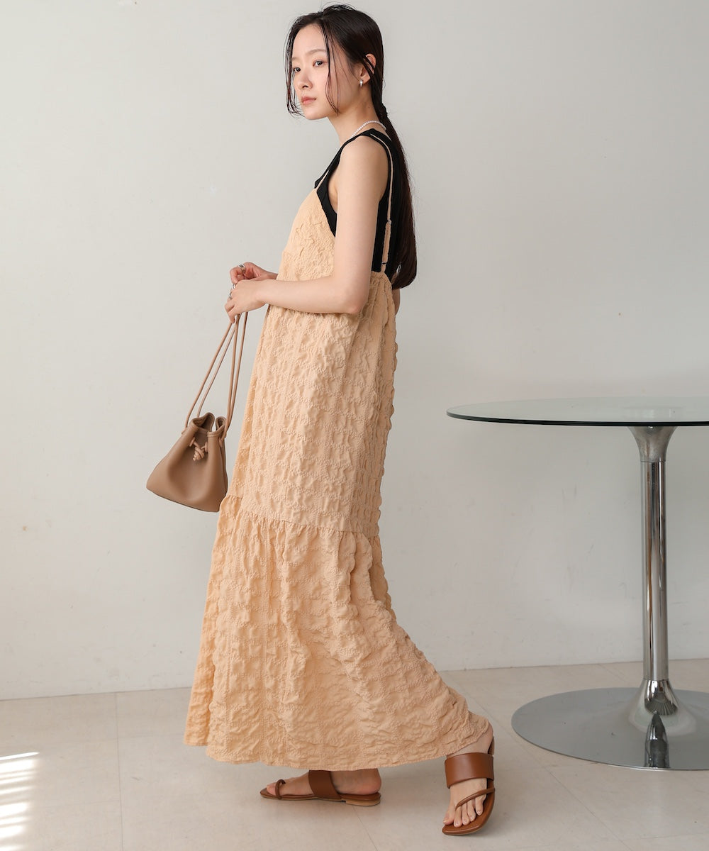 【S・Mサイズ展開あり】ポコポコティアードキャミワンピース