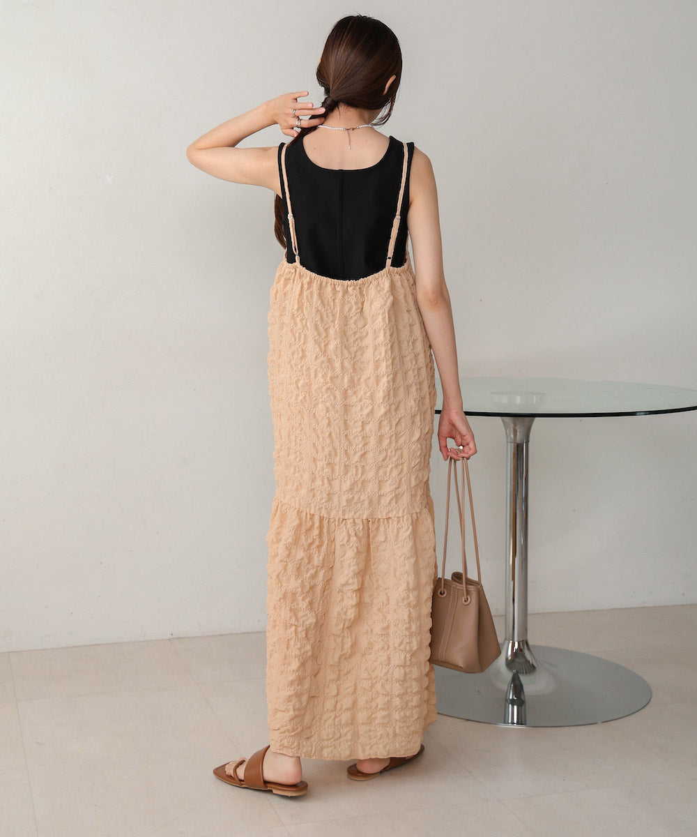 【S・Mサイズ展開あり】ポコポコティアードキャミワンピース