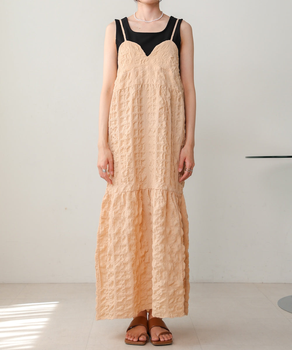 【S・Mサイズ展開あり】ポコポコティアードキャミワンピース