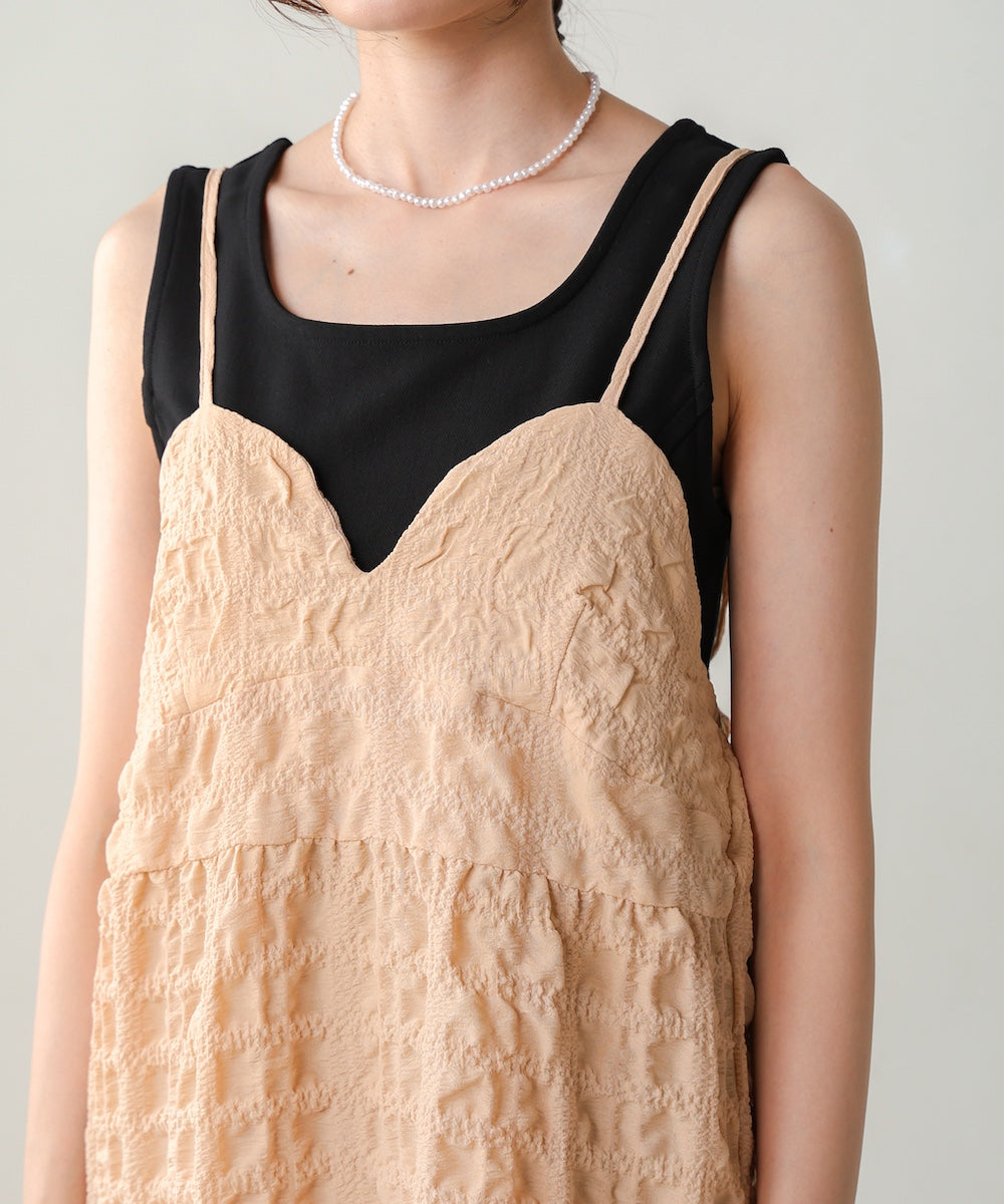 【S・Mサイズ展開あり】ポコポコティアードキャミワンピース