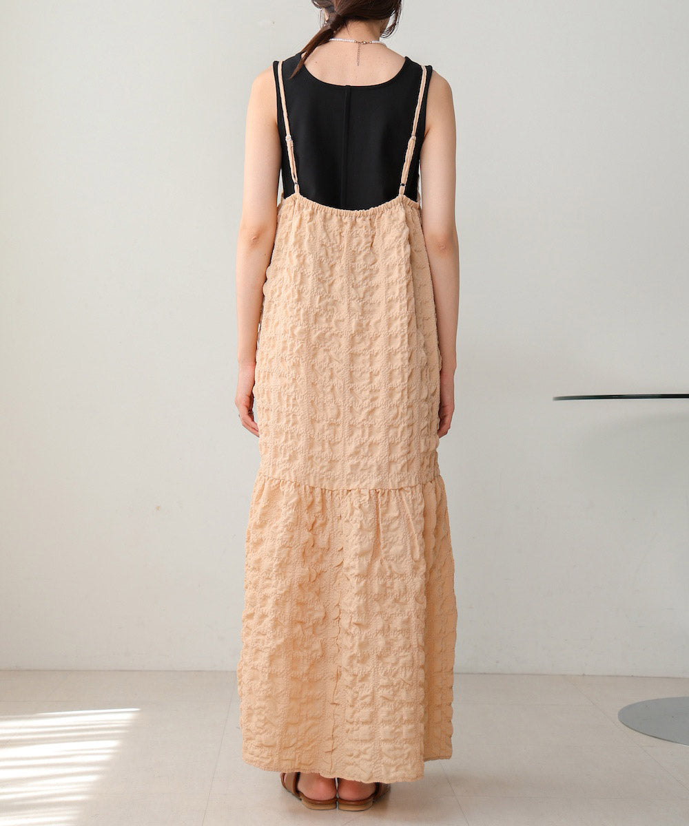 【S・Mサイズ展開あり】ポコポコティアードキャミワンピース