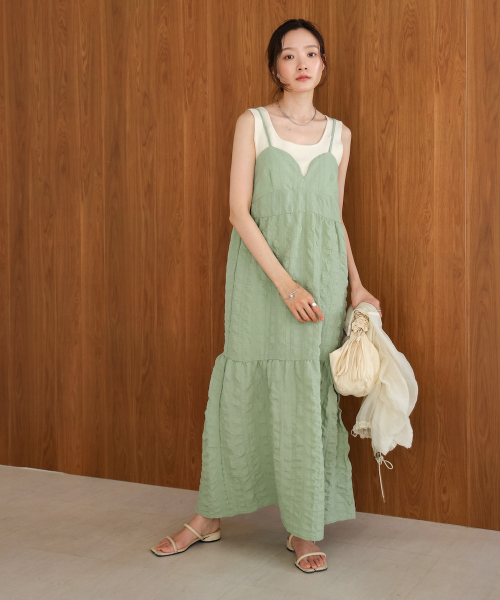 【S・Mサイズ展開あり】ポコポコティアードキャミワンピース