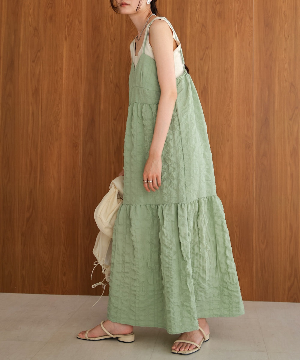 【S・Mサイズ展開あり】ポコポコティアードキャミワンピース