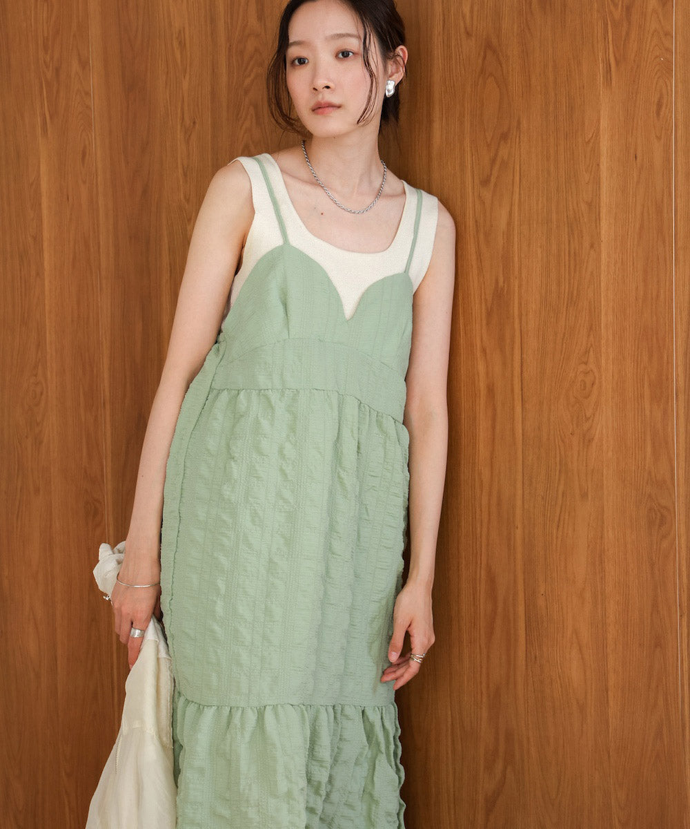 【S・Mサイズ展開あり】ポコポコティアードキャミワンピース