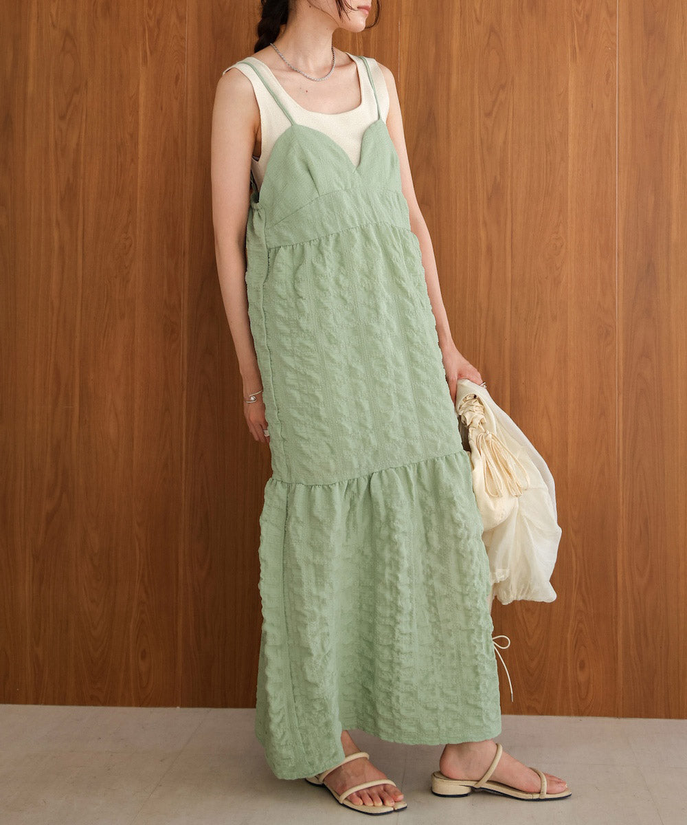 【S・Mサイズ展開あり】ポコポコティアードキャミワンピース