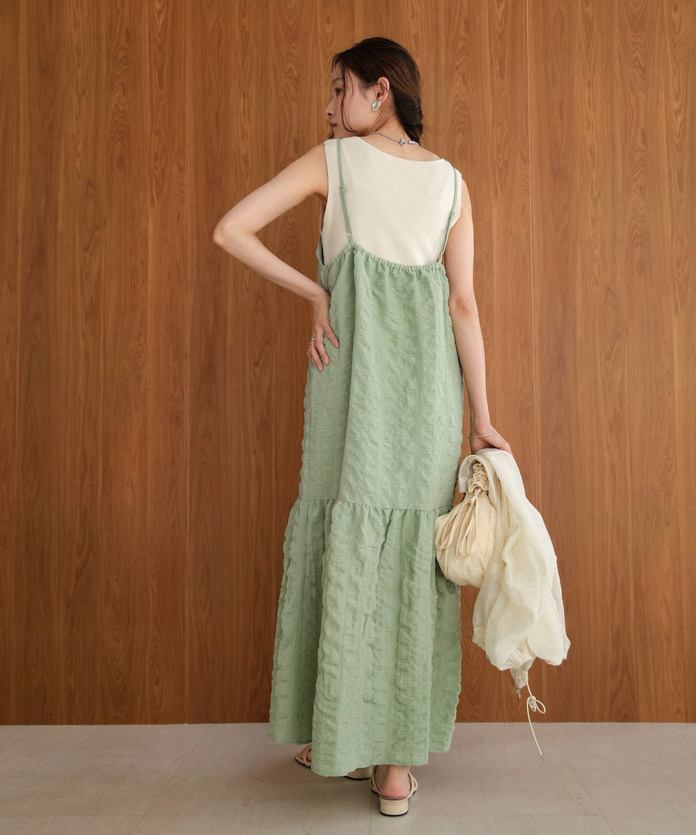 【S・Mサイズ展開あり】ポコポコティアードキャミワンピース