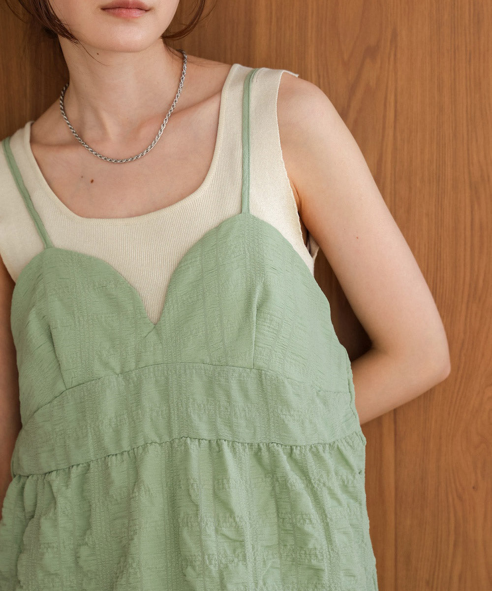 【S・Mサイズ展開あり】ポコポコティアードキャミワンピース