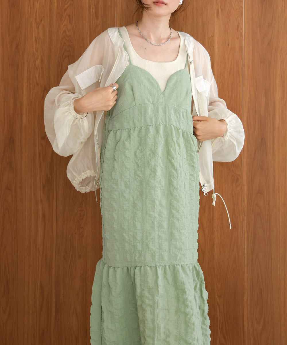 【S・Mサイズ展開あり】ポコポコティアードキャミワンピース