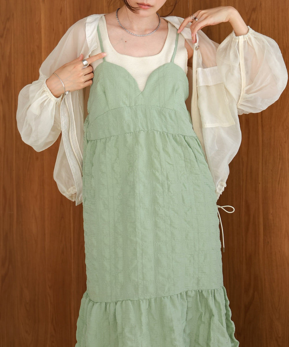 【S・Mサイズ展開あり】ポコポコティアードキャミワンピース