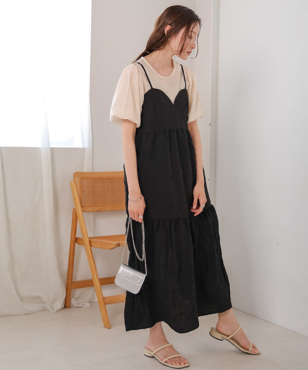 【S・Mサイズ展開あり】ポコポコティアードキャミワンピース