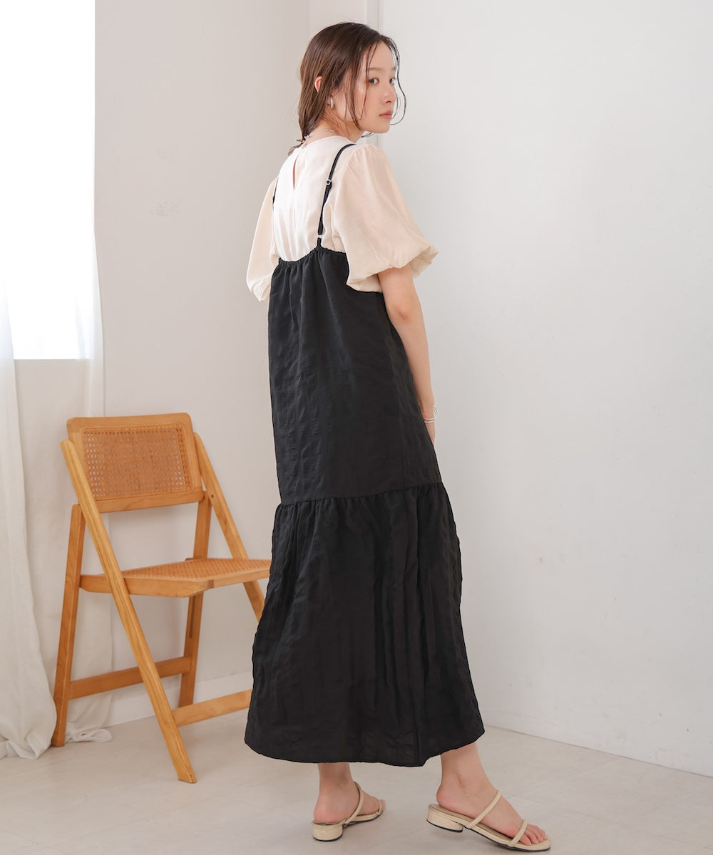 【S・Mサイズ展開あり】ポコポコティアードキャミワンピース