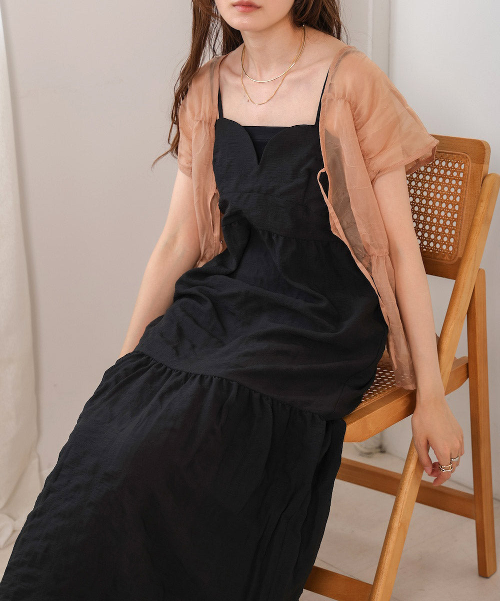 【S・Mサイズ展開あり】ポコポコティアードキャミワンピース