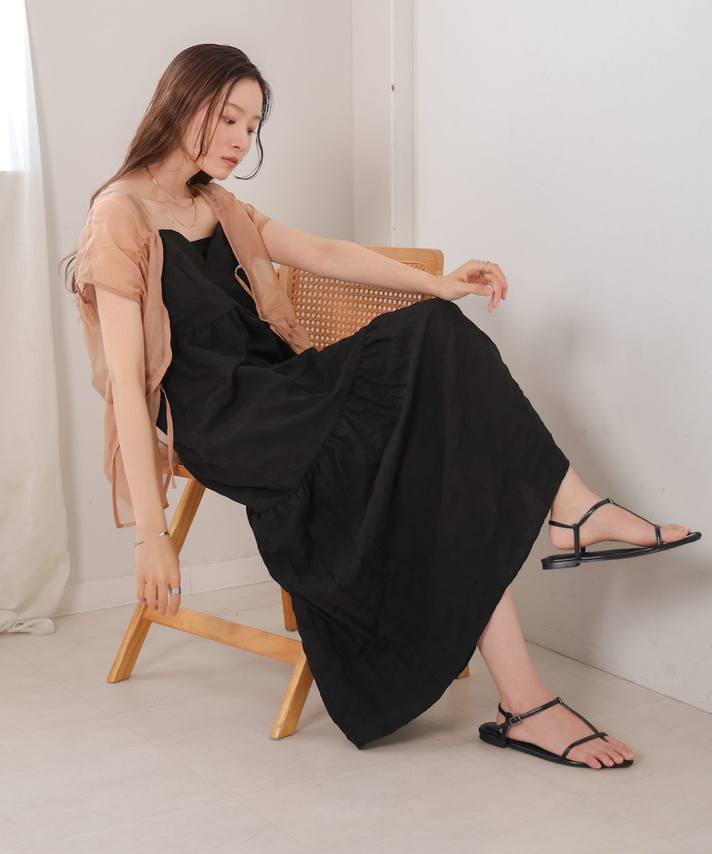 【S・Mサイズ展開あり】ポコポコティアードキャミワンピース