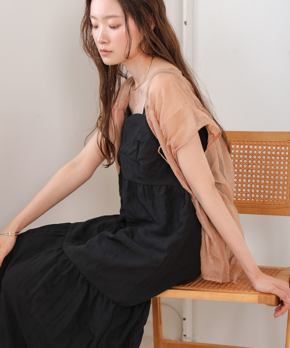 【S・Mサイズ展開あり】ポコポコティアードキャミワンピース