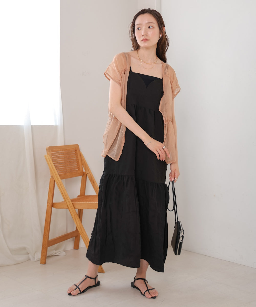 【S・Mサイズ展開あり】ポコポコティアードキャミワンピース