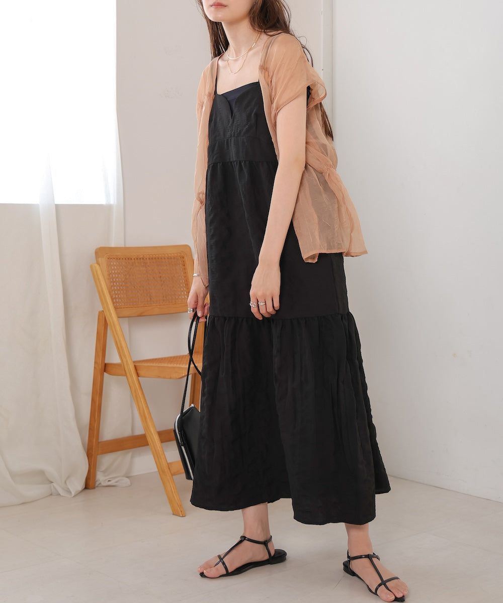 【S・Mサイズ展開あり】ポコポコティアードキャミワンピース