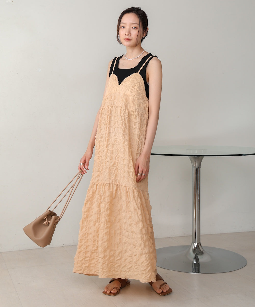 【S・Mサイズ展開あり】ポコポコティアードキャミワンピース