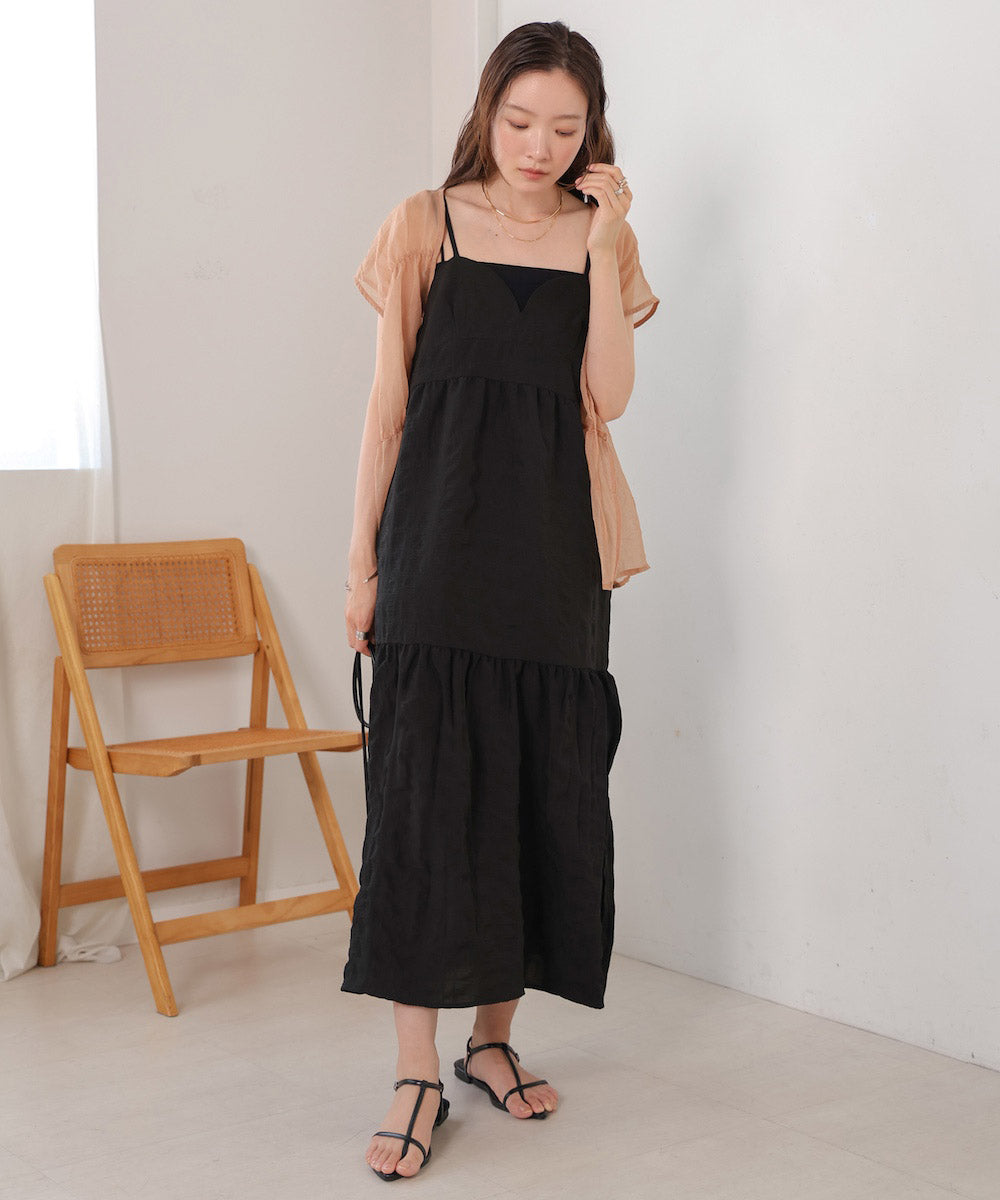 【S・Mサイズ展開あり】ポコポコティアードキャミワンピース