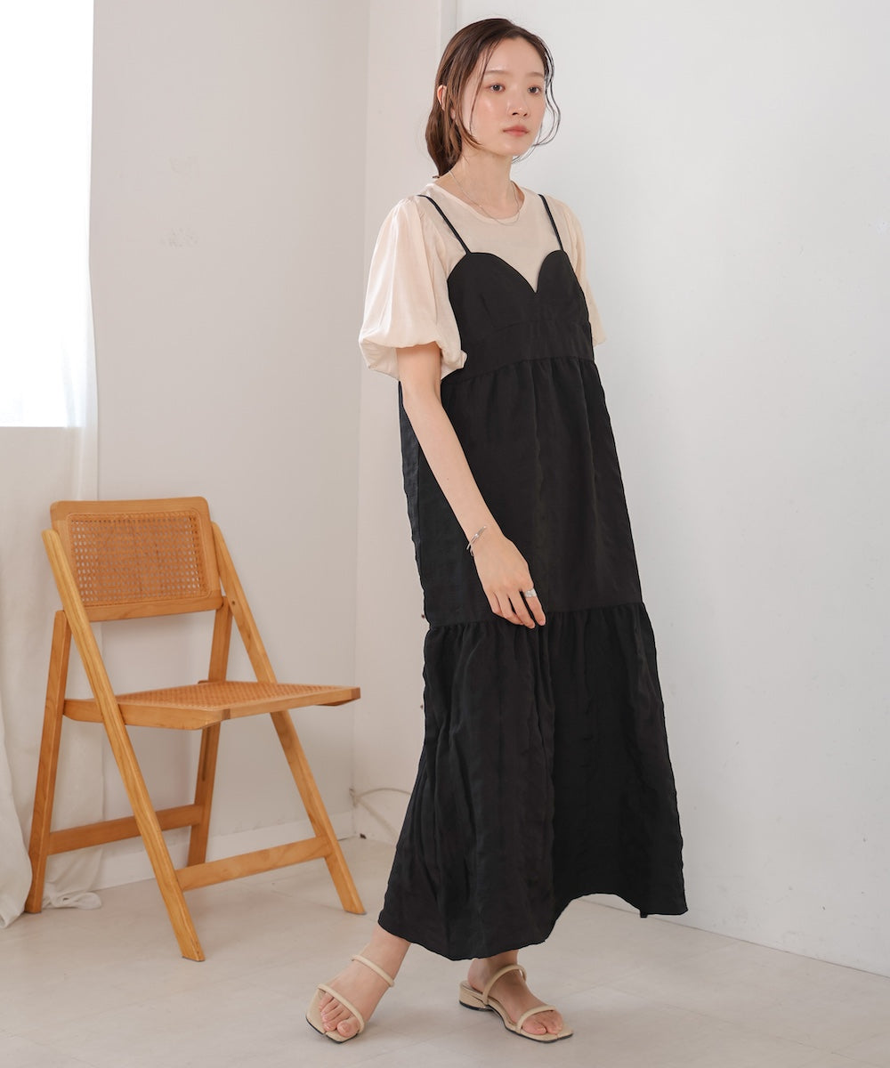 【S・Mサイズ展開あり】ポコポコティアードキャミワンピース