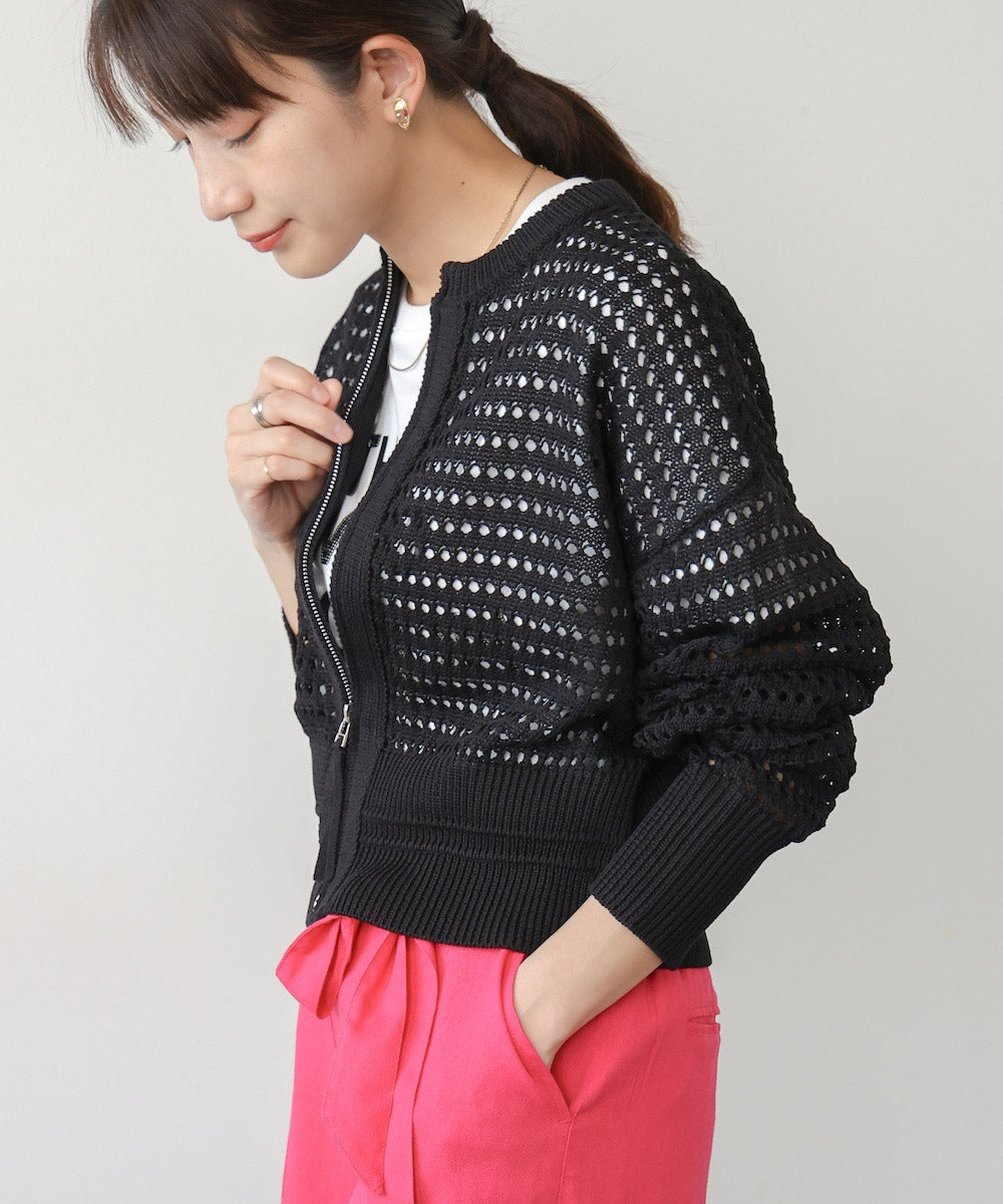 【WEB限定】メッシュニットブルゾン