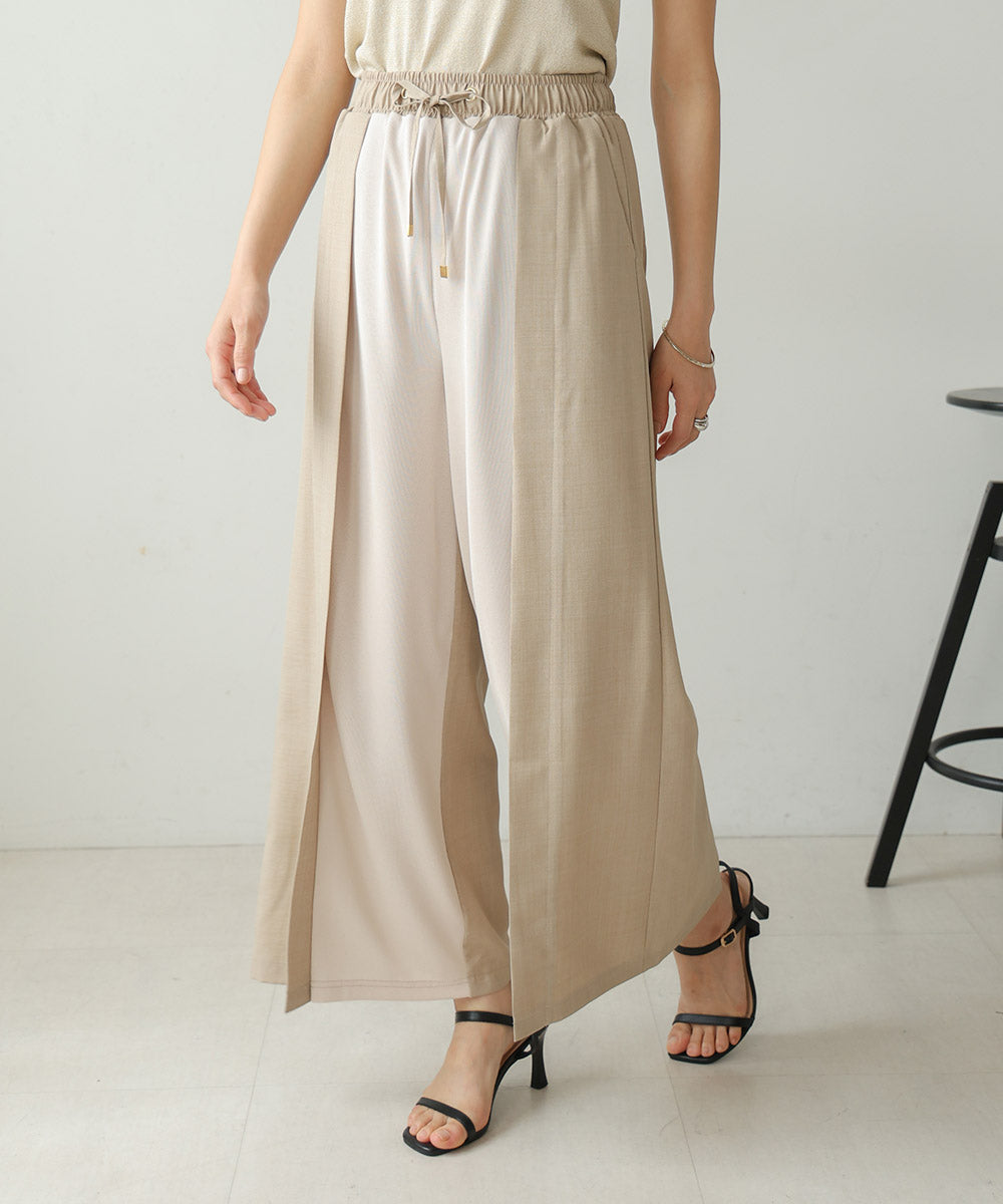リブ切替ワイドパンツ