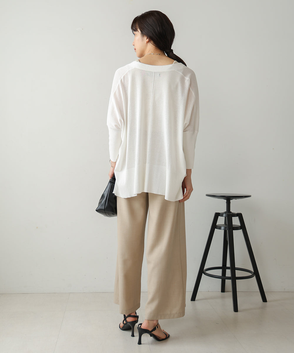 リブ切替ワイドパンツ
