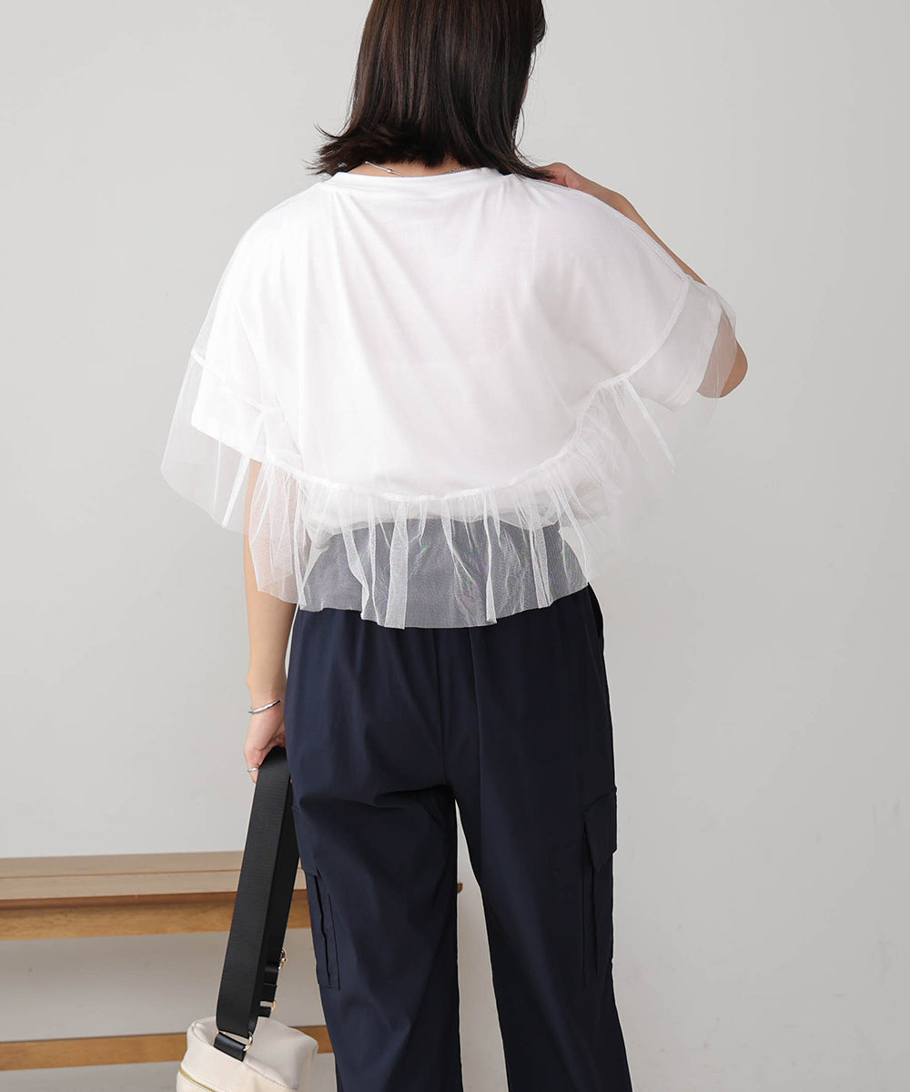 チュールレイヤードロゴT
