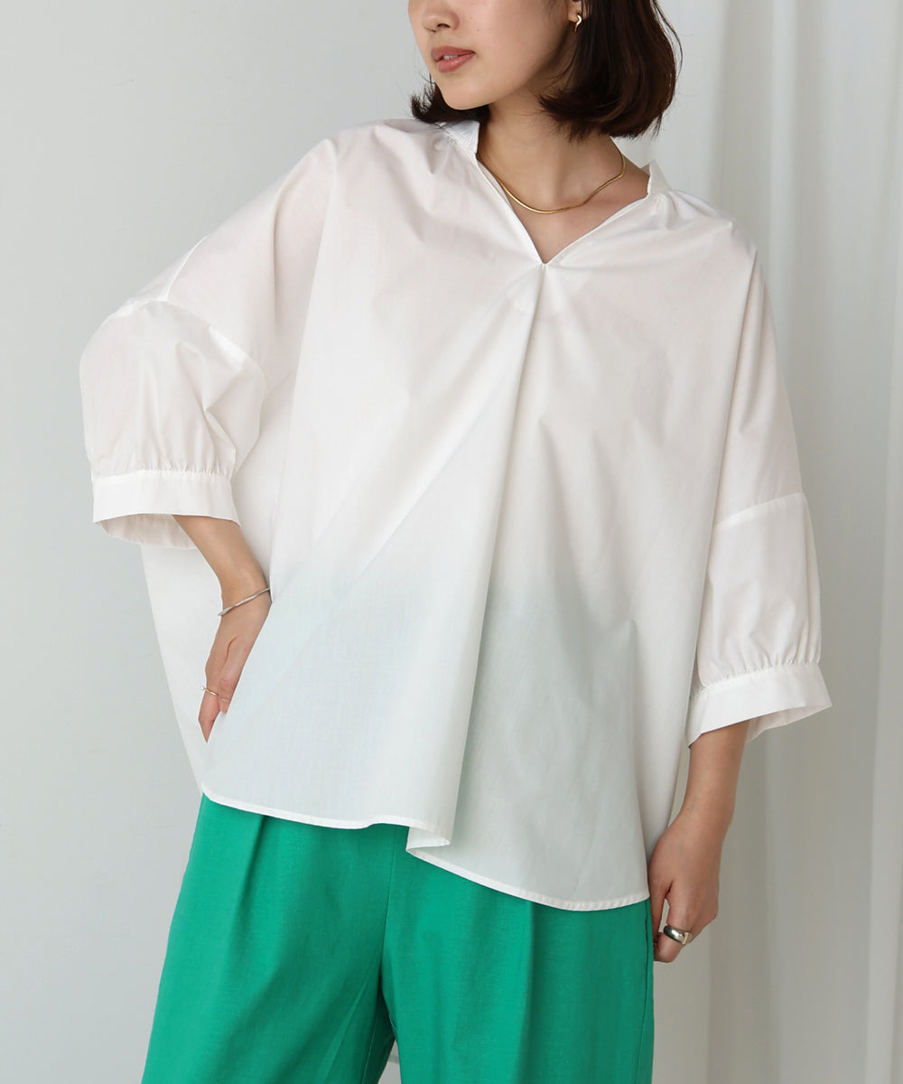 バックギャザー5分袖トップス