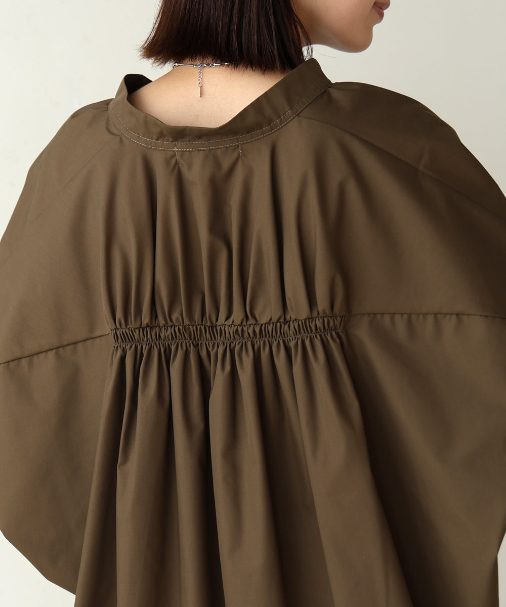 バックギャザー5分袖トップス