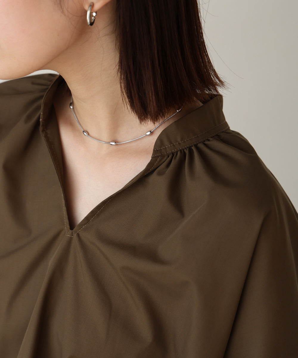 バックギャザー5分袖トップス