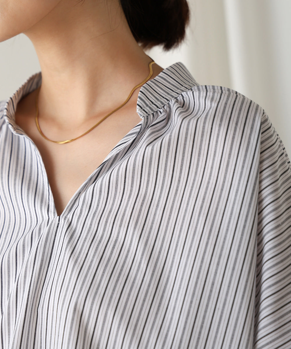 バックギャザー5分袖トップス