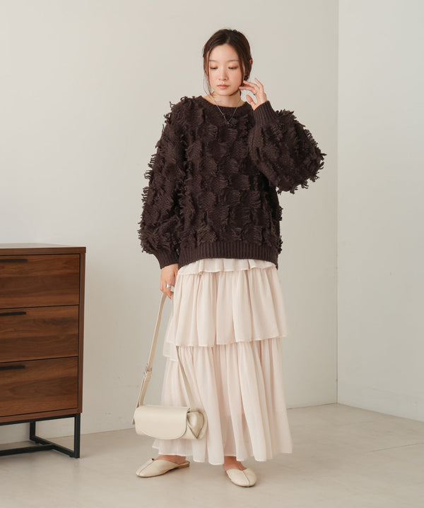 フリンジニットトップス