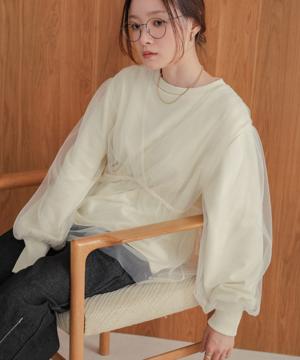 【大人気アイテム再販!】チュールレイヤードスウェット