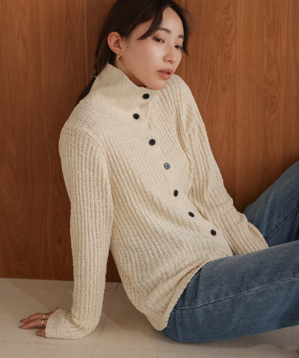 2WAYネックネップニットトップス