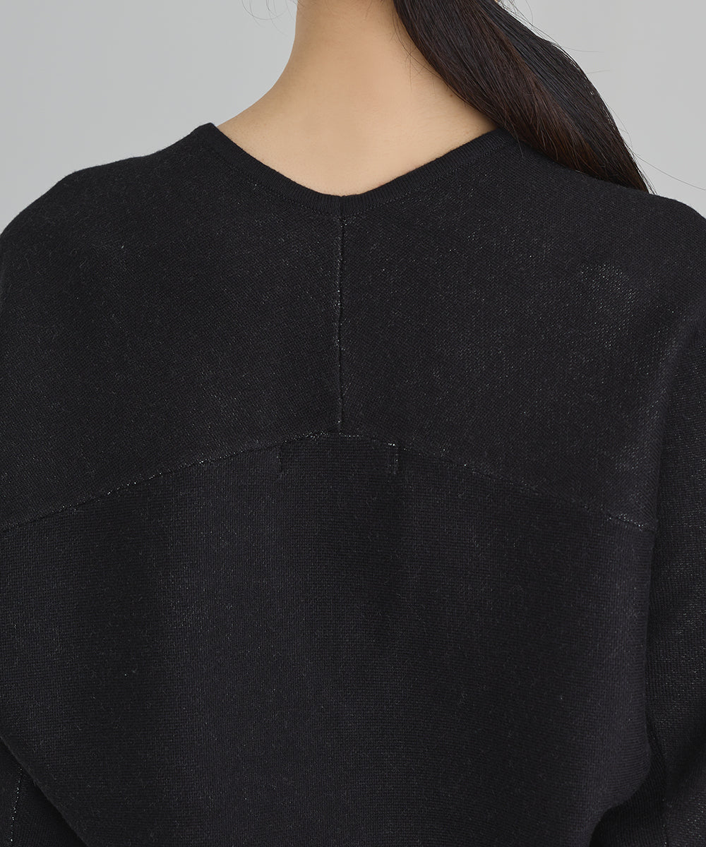 ラメボーダーVネックニット