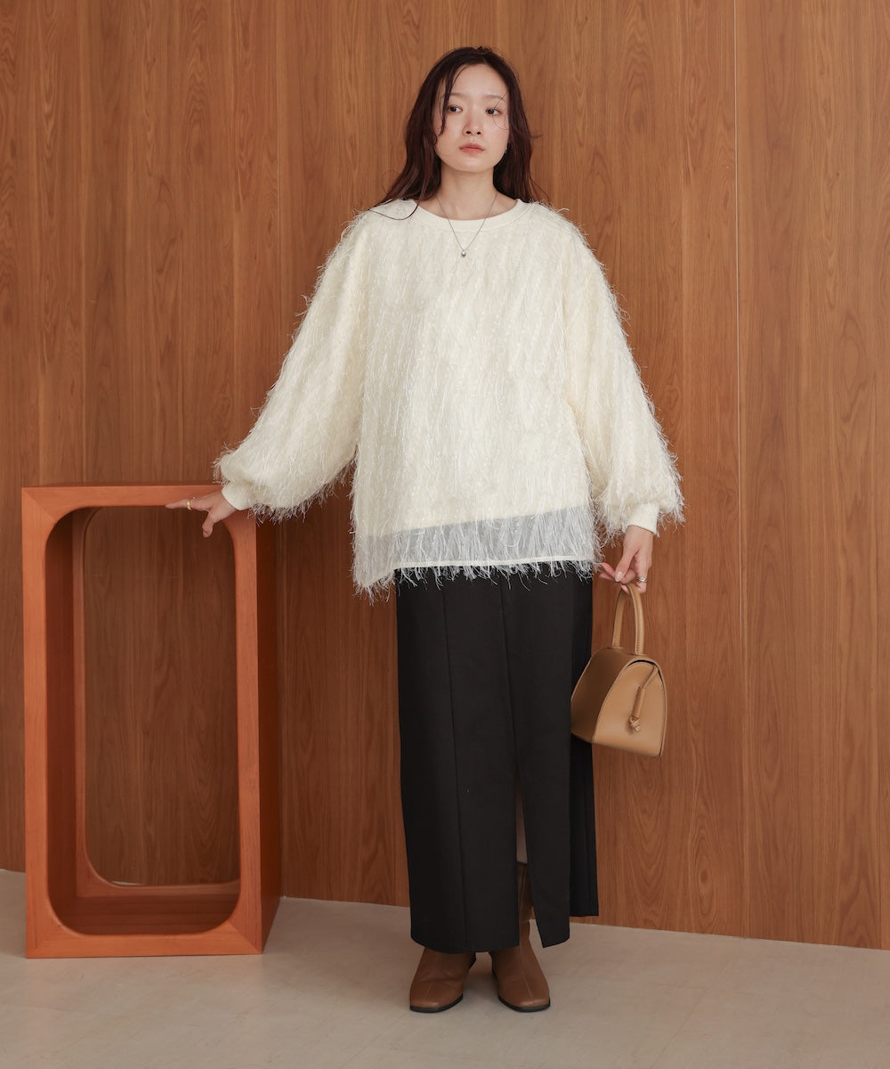 シアーシャギーレイヤードスウェットトップス