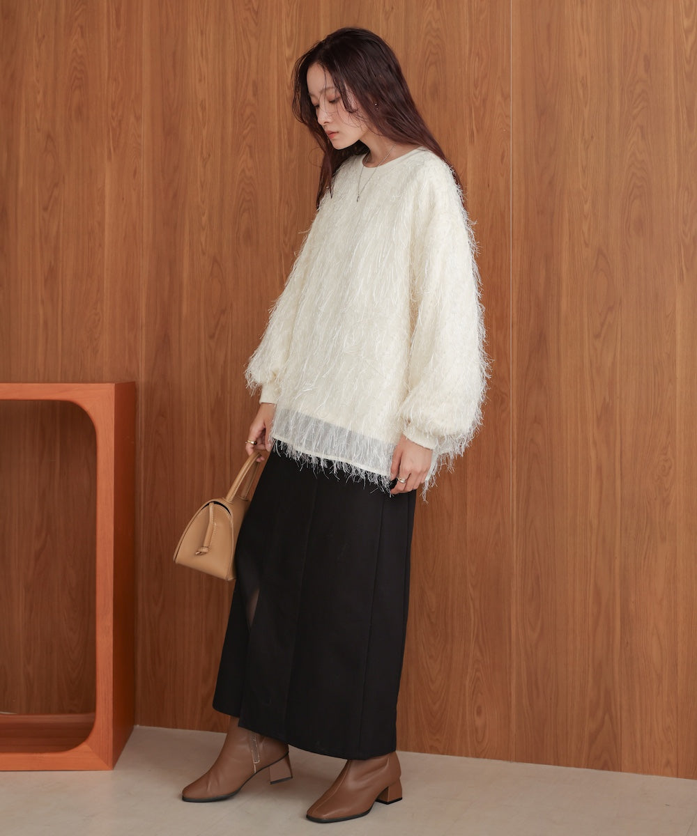 シアーシャギーレイヤードスウェットトップス