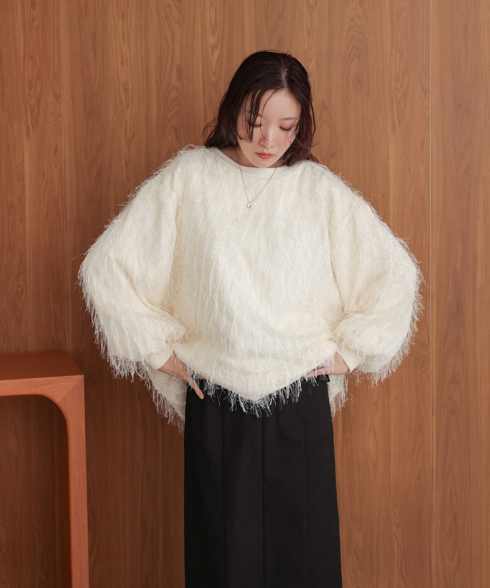 シアーシャギーレイヤードスウェットトップス