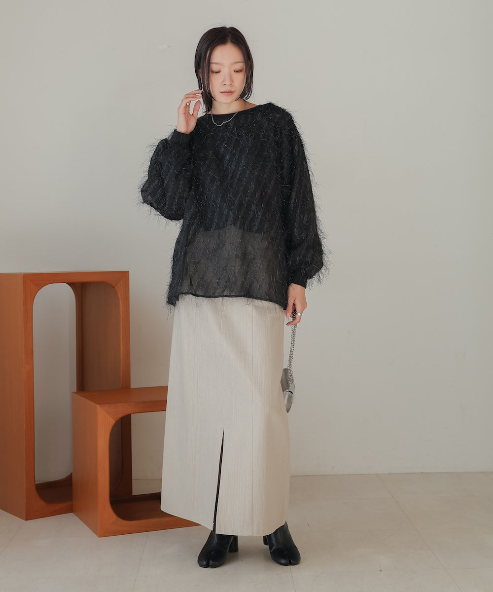 シアーシャギーレイヤードスウェットトップス