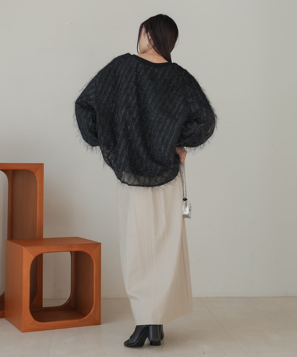 シアーシャギーレイヤードスウェットトップス