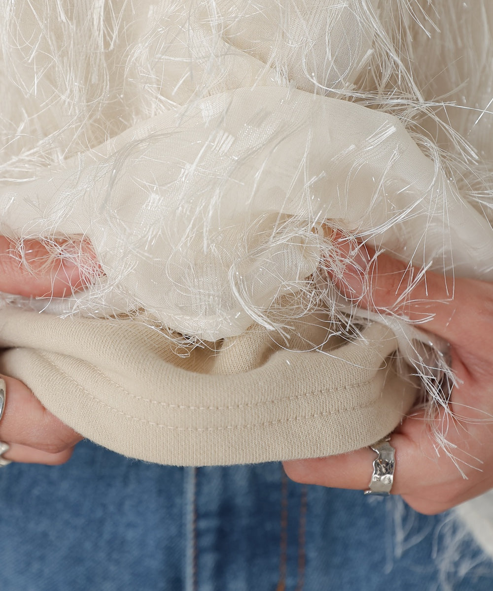 シアーシャギーレイヤードスウェットトップス