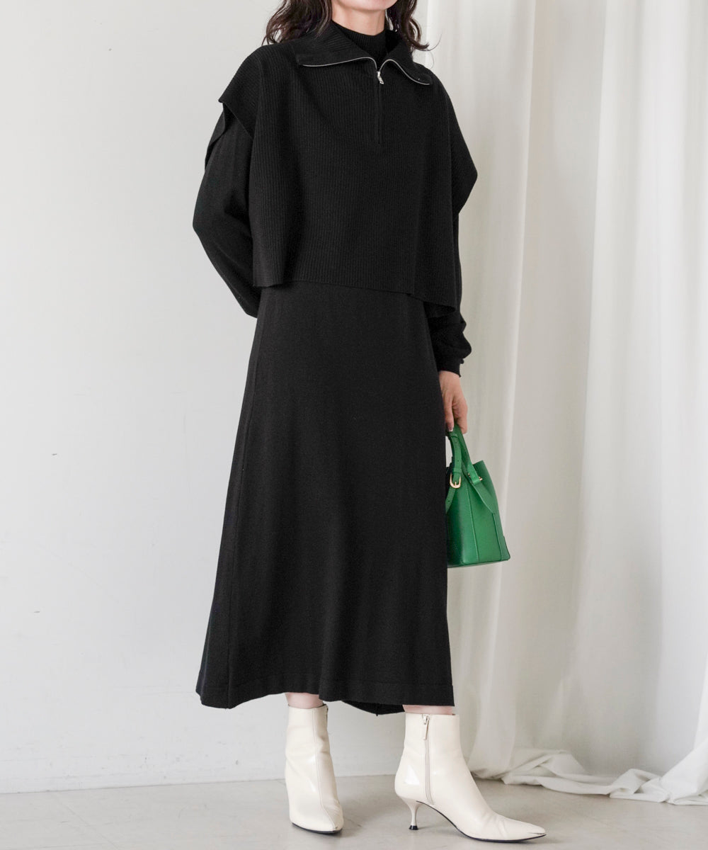 ハーフZIPトップスセットワンピース