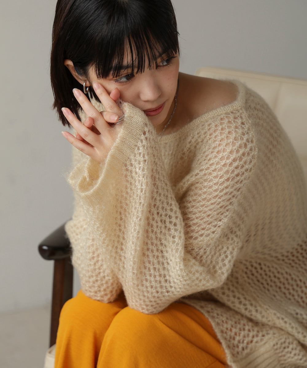 ネコヤーンラメシアーニット